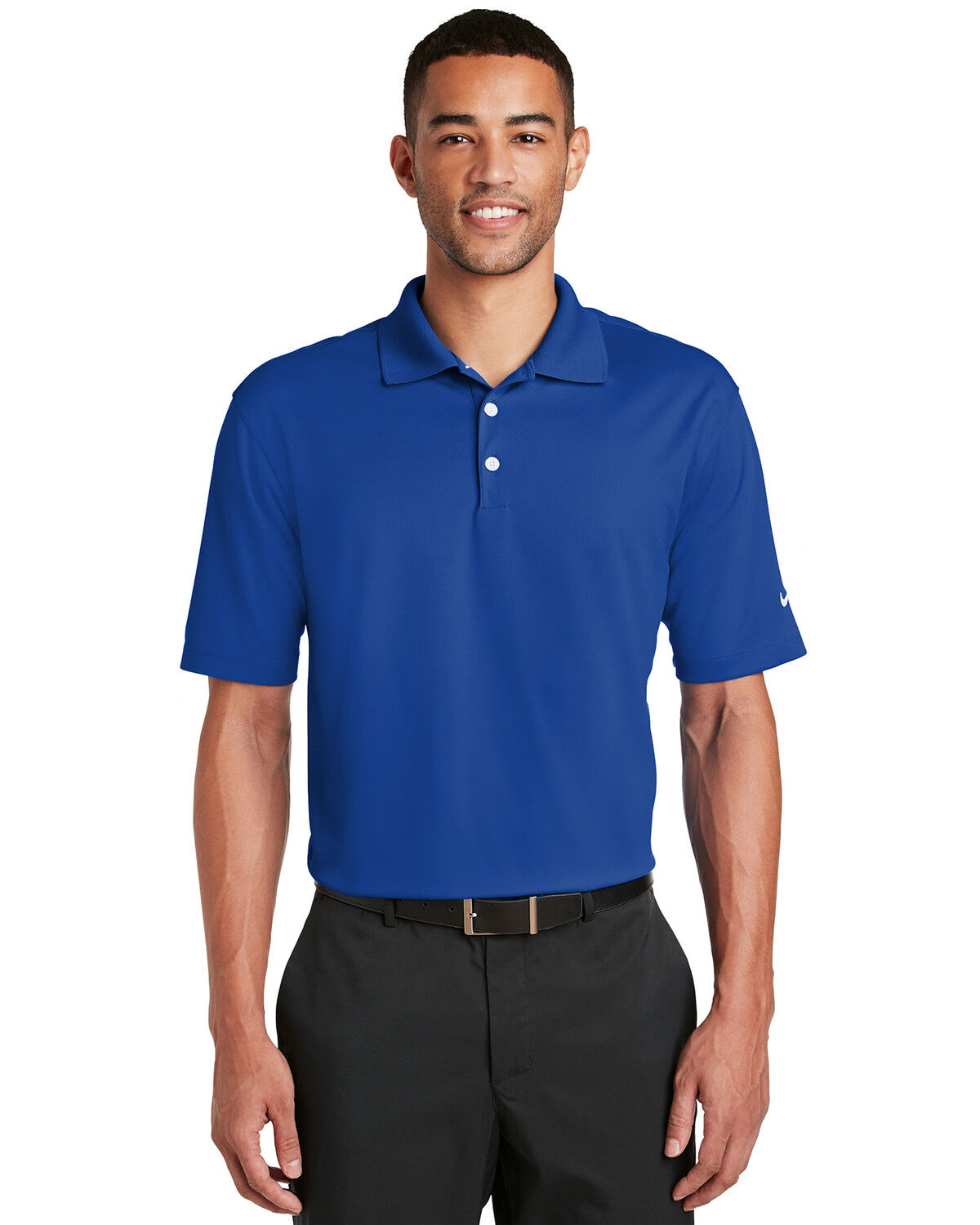 Image #1 - Nike Golf Men's Dri-Fit Micro Pique Short Sleeve Work Polo Shirt - Tall, Blue, hi-res