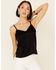 Shyanne Women's Solid Satin V-Neck Cami , Black, hi-res
