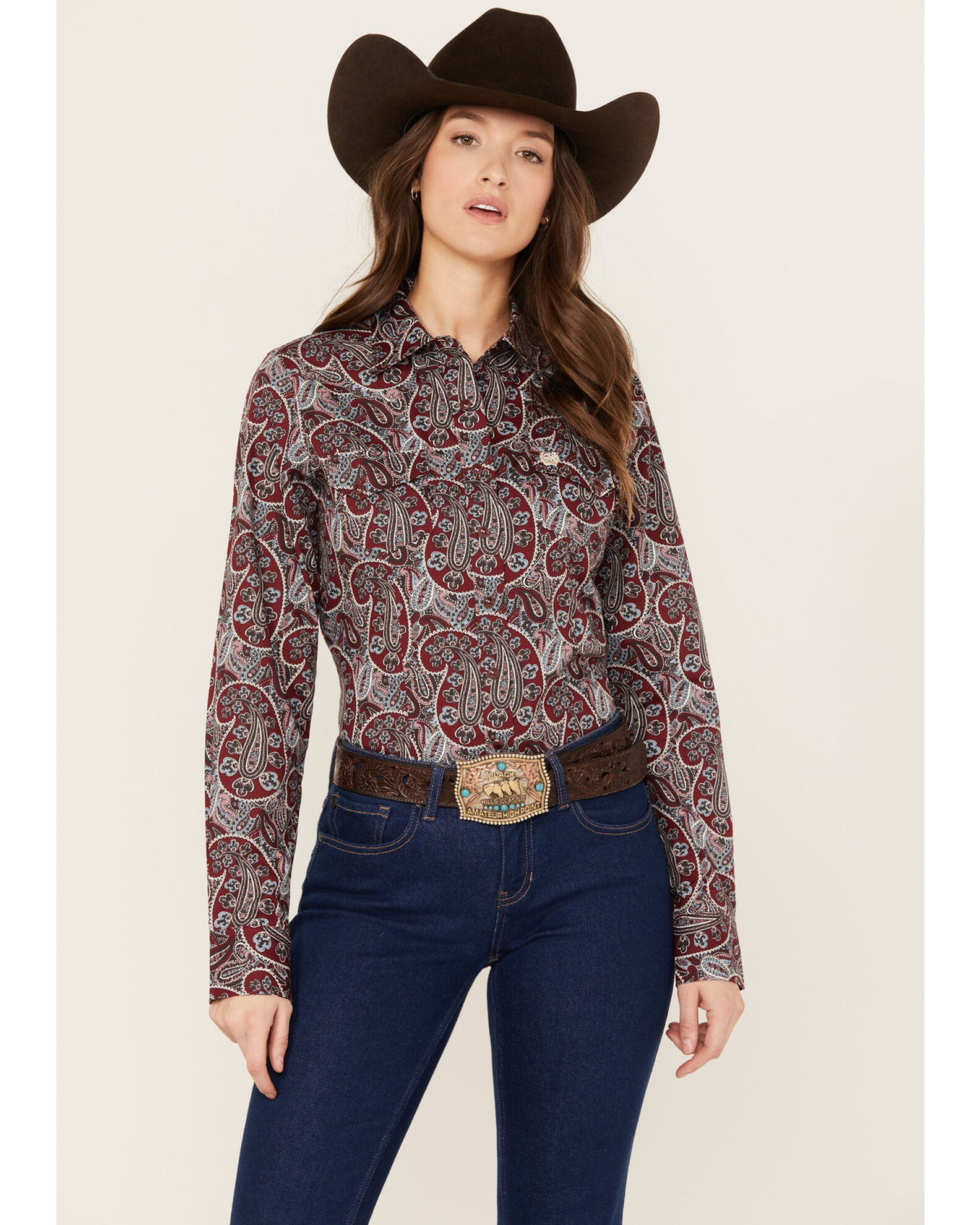 Women's paisley western shirts top