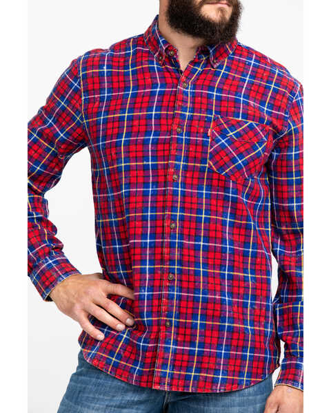 Image #4 - Levi's Men's Red Mondy Plaid Long Sleeve Western Flannel Shirt , Red, hi-res