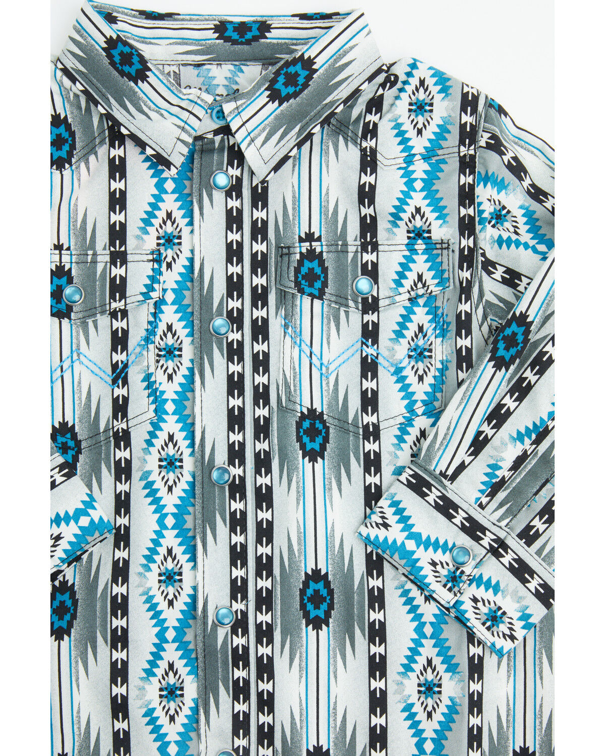 Image #2 - Wrangler Toddler Boys' Southwestern Print Long Sleeve Snap Western Shirt, Grey, hi-res