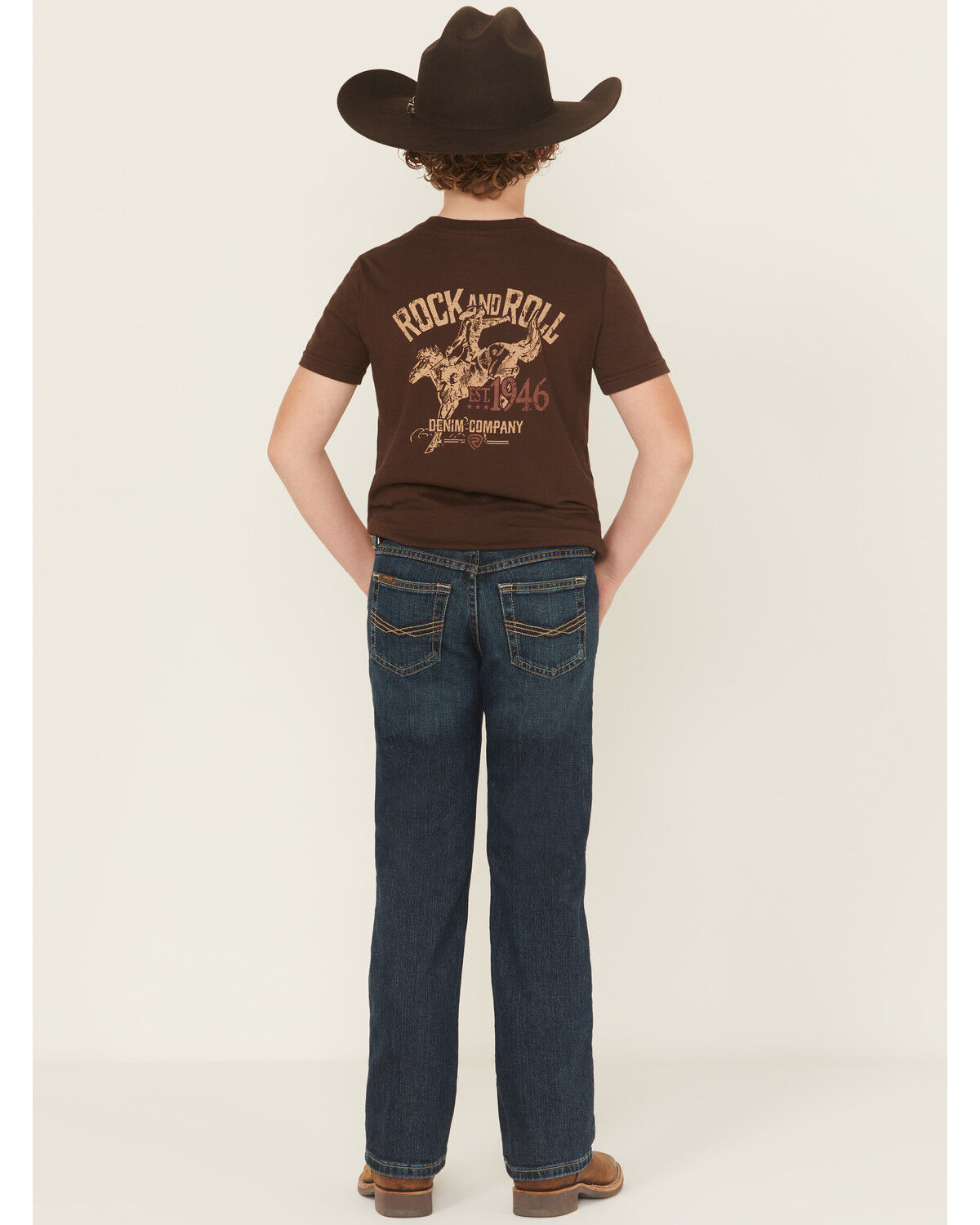 Image #3 - Ariat Boys' B4 Chief Legacy Pocket Relaxed Bootcut Stretch Denim Jeans, Blue, hi-res