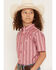 Image #2 - Ariat Boys' Striped Short Sleeve Button-Down Western Shirt, Red, hi-res