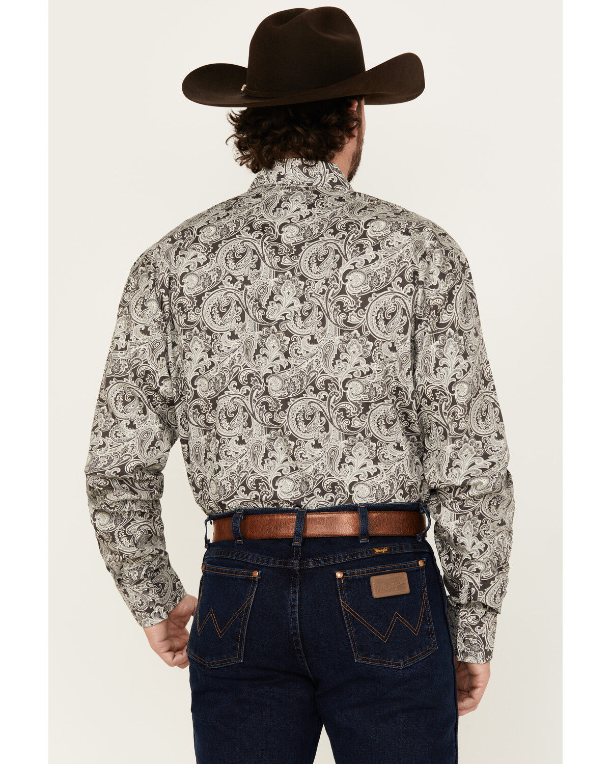 Image #4 - Stetson Men's Paisley Print Long Sleeve Snap Western Shirt, Grey, hi-res