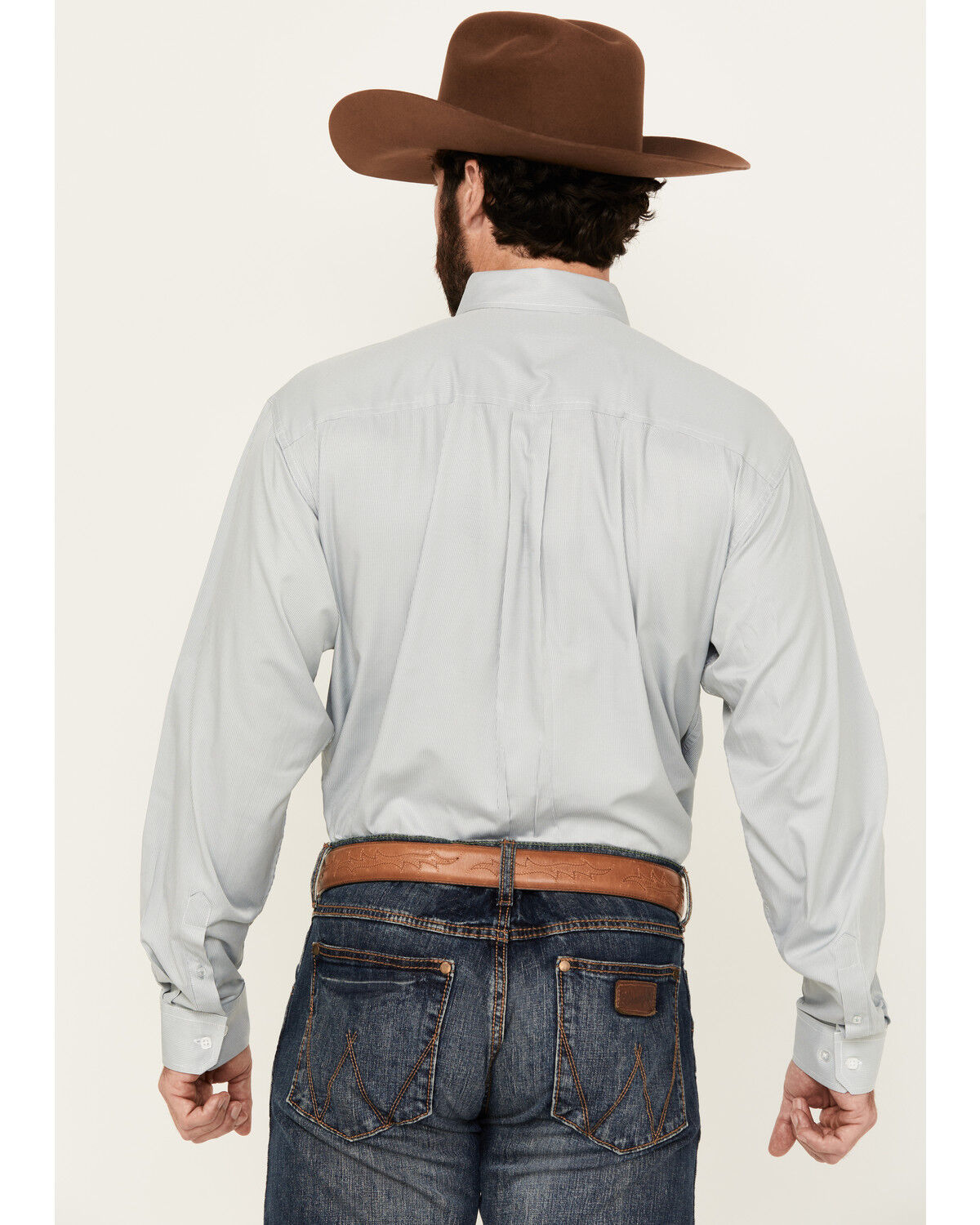 Image #4 - Cinch Men's Micro Striped Long Sleeve Button-Down Western Shirt, Teal, hi-res