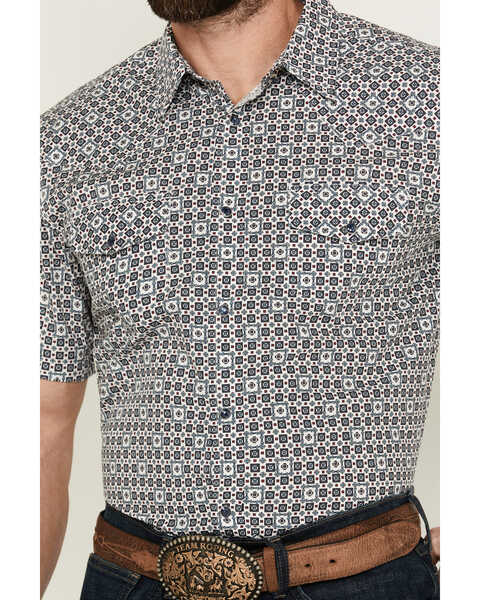 Image #3 - Gibson Men's Haven Geo Print Short Sleeve Snap Western Shirt , White, hi-res
