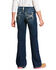 Image #1 - Ariat Girls' Dark Wash Entwined Dresden Stretch Slim Bootcut Jeans, Indigo, hi-res