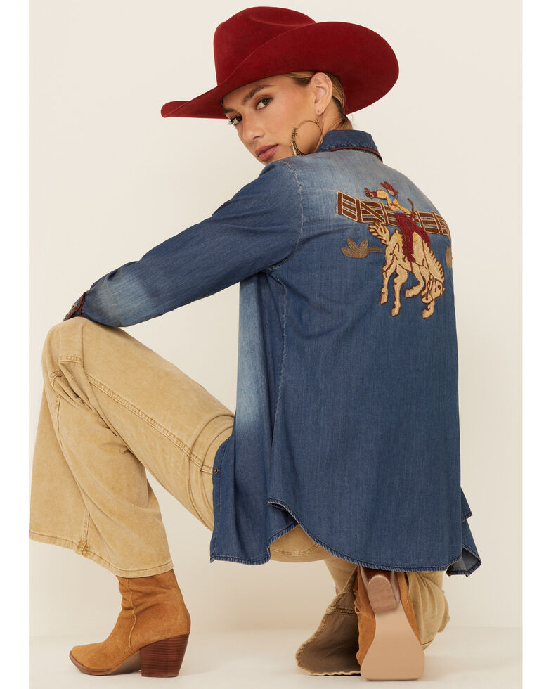  Tasha Polizzi Women's Indigo Carson Embroidered Long Sleeve Shirt, Blue, hi-res