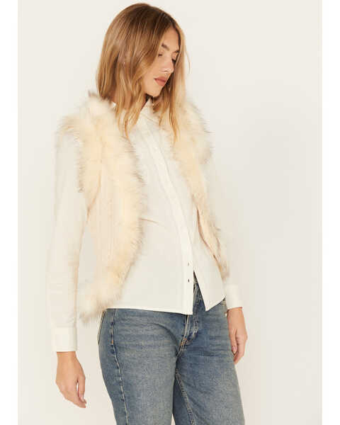 Image #2 - Shyanne Women's Fur Trim Knit Vest, Off White, hi-res