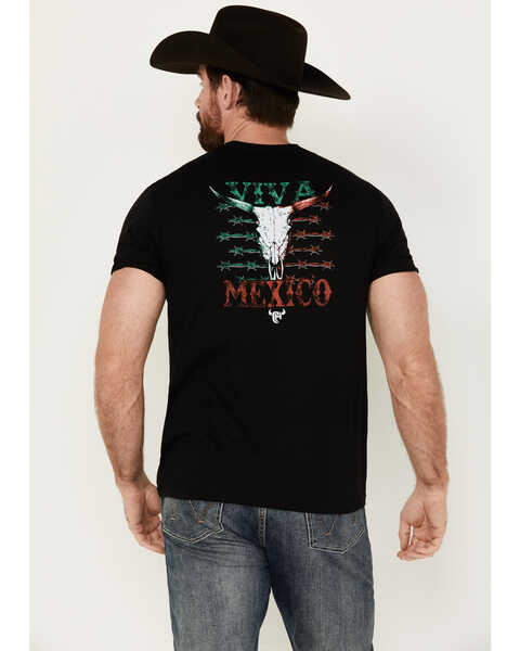 Cowboy Hardware Men's Viva Mexico Steer Head Short Sleeve Graphic T-Shirt , Black, hi-res