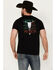 Image #1 - Cowboy Hardware Men's Viva Mexico Steer Head Short Sleeve Graphic T-Shirt , Black, hi-res