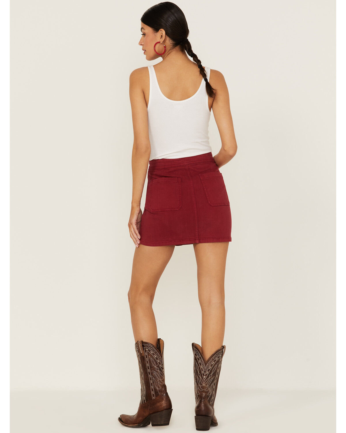 Image #4 - Shyanne Women's Button Front Denim Mini Skirt, Red, hi-res