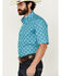 Image #2 - Roper Men's Amarillo Medallion Print Short Sleeve Button-Down Western Shirt, Turquoise, hi-res