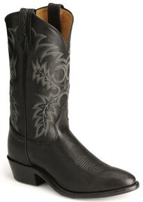 Tony Lama Stallion Leather Americana Cowboy Boots - Medium Toe, Black, hi-res