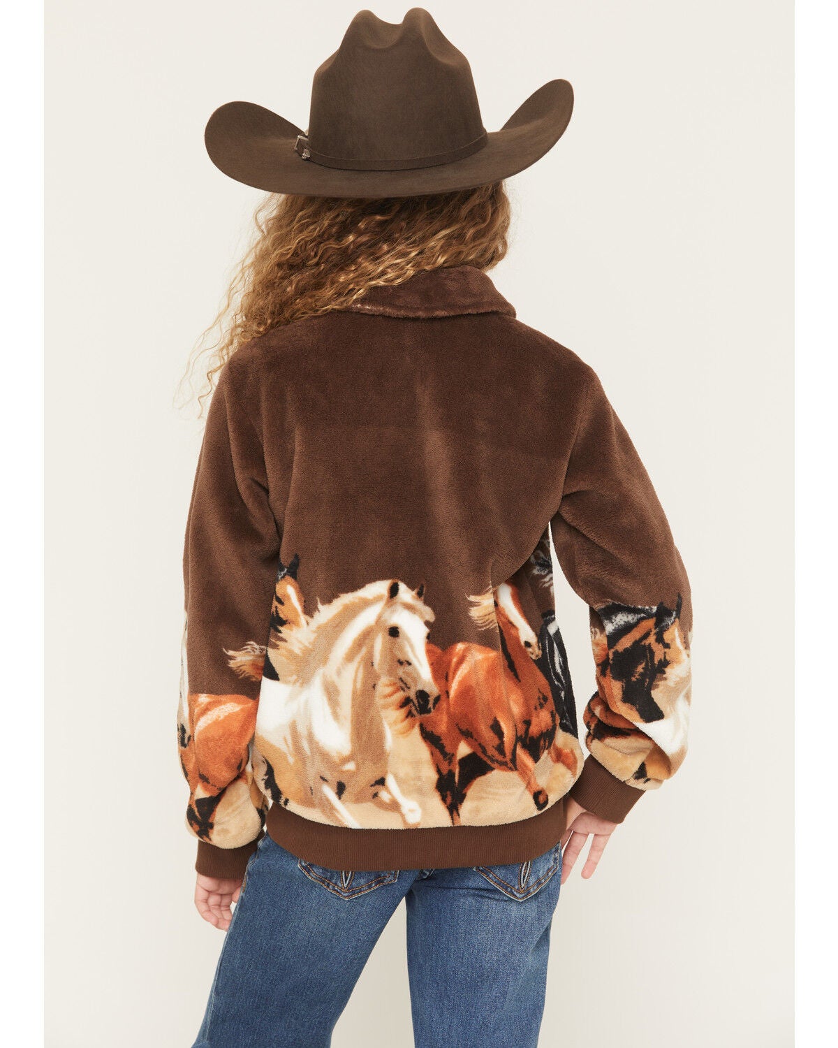 Image #4 - Rock & Roll Denim Girls' Horse Border Jacket, Brown, hi-res