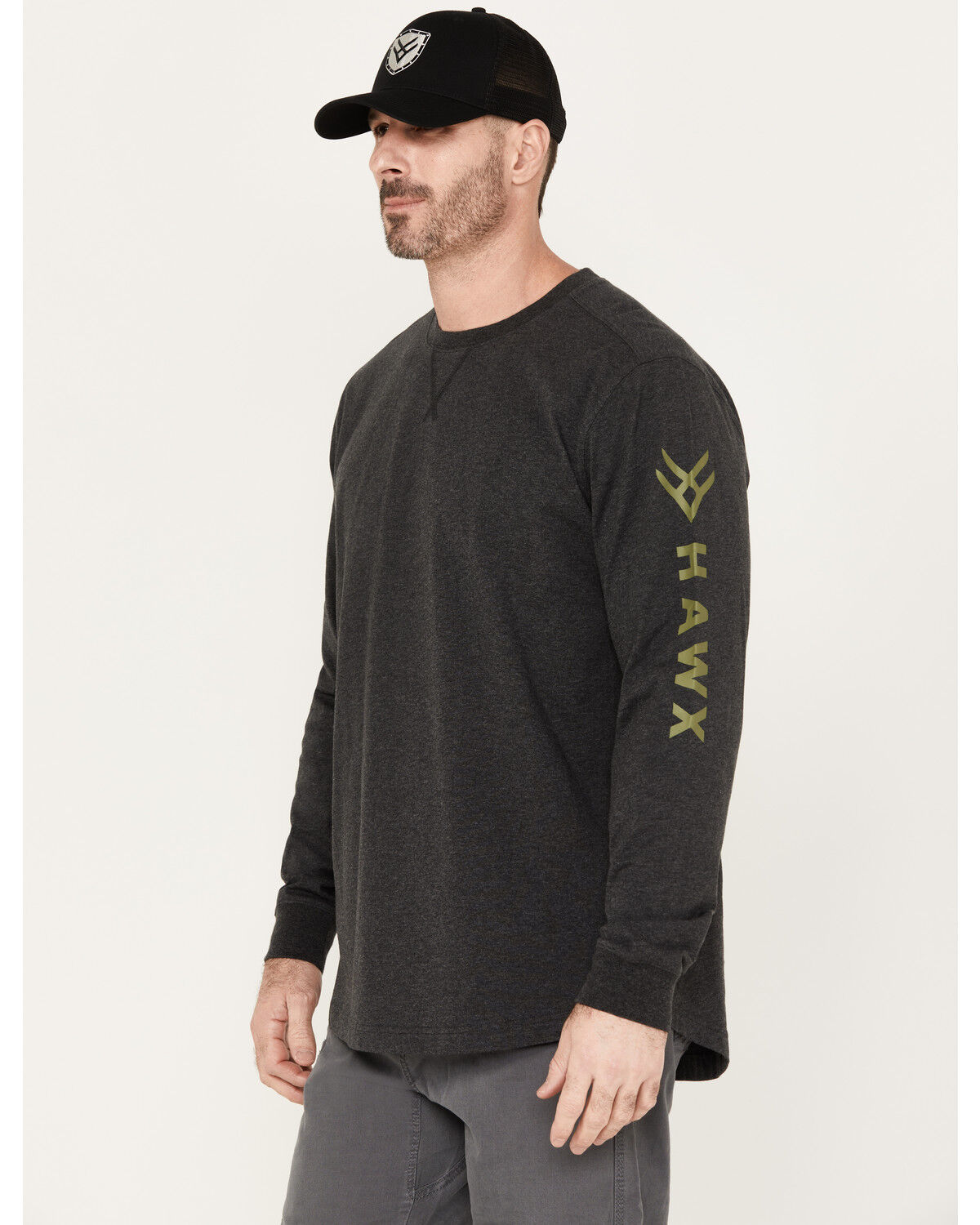 Image #1 - Hawx Men's Logo Long Sleeve Work T-Shirt, Black, hi-res