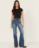 Image #1 - Good American Women's Good Legs Medium Wash High Rise Pull-On Flare Jeans, Medium Wash, hi-res