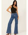 Image #1 - Rolla's Women's Boot Barn Exclusive Ashley Dark Wash High Rise Eastcoast Flare Stretch Denim Jeans, Dark Wash, hi-res