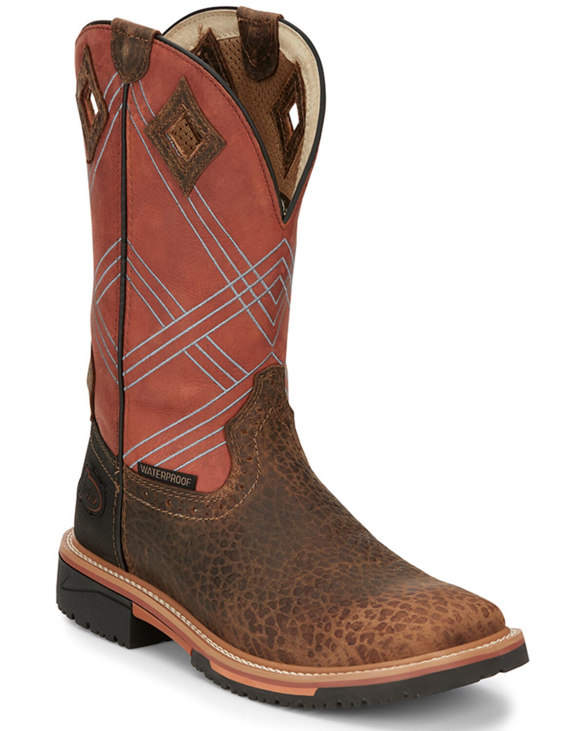 Justin Men's Dalhart Waterproof Western Work Boots - Soft Toe, Brown, hi-res