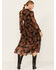 Image #4 - Wild Moss Women's Floral Pais Print Long Sleeve Midi Dress, Dark Brown, hi-res