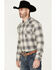 Image #3 - Dakota Grizzly Men's Dutton Plaid Print Long Sleeve Stretch Snap Flannel Shirt, Grey, hi-res