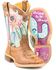 Image #3 - Tin Haul Girls' Cactilicious Embroidered Western Boots - Square Toe, Brown, hi-res