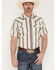 Image #1 - Cody James Men's Bootlegger Stripe Print Short Sleeve Snap Western Shirt, Cream, hi-res