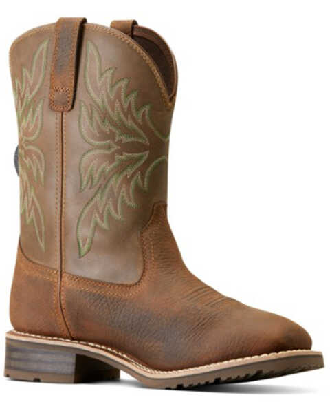 Image #1 - Ariat Men's Hybrid Rancher Waterproof Western Performance Boots - Broad Square Toe, Brown, hi-res