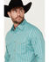 Image #2 - Wrangler 20X Men's Square Geo Print Long Sleeve Snap Stretch Western Shirt , Green, hi-res