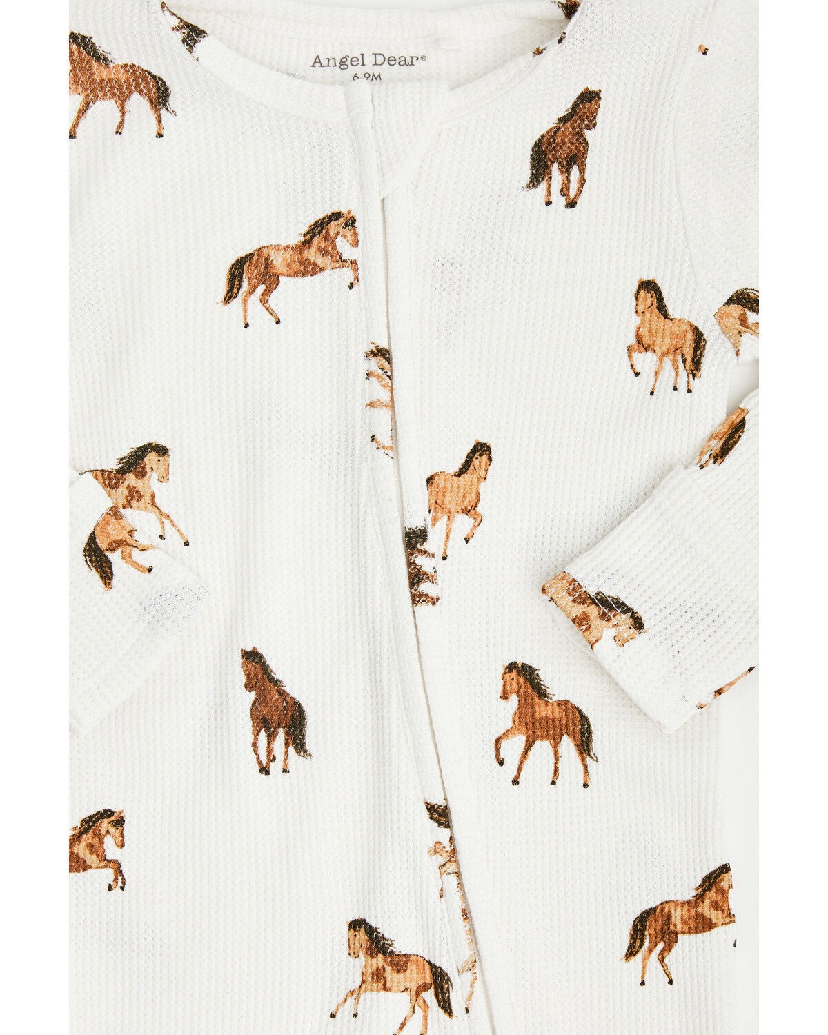 Image #2 - Angel Dear Infant Boys' Mini Horse Print Long Sleeve Snap Footie Onesie, White, hi-res