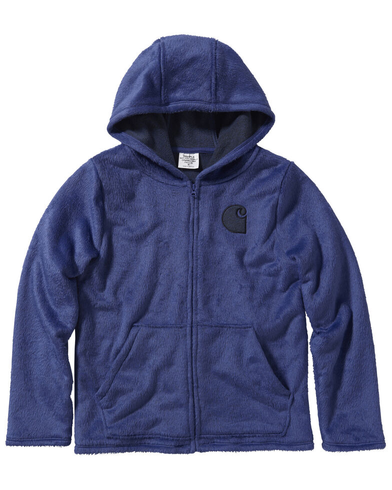 Carhartt Girls' Dark Grape Fleece Sherpa Lined Jacket, Purple, hi-res