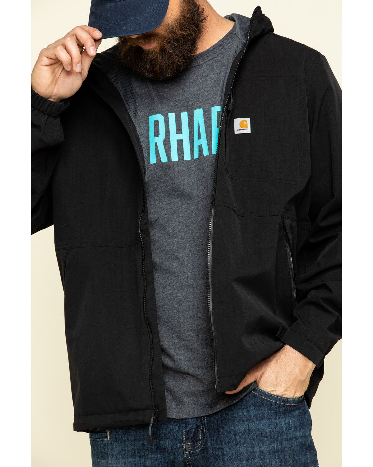 Image #1 - Carhartt Men's Black Storm Defender Midweight Hooded Work Jacket, , hi-res