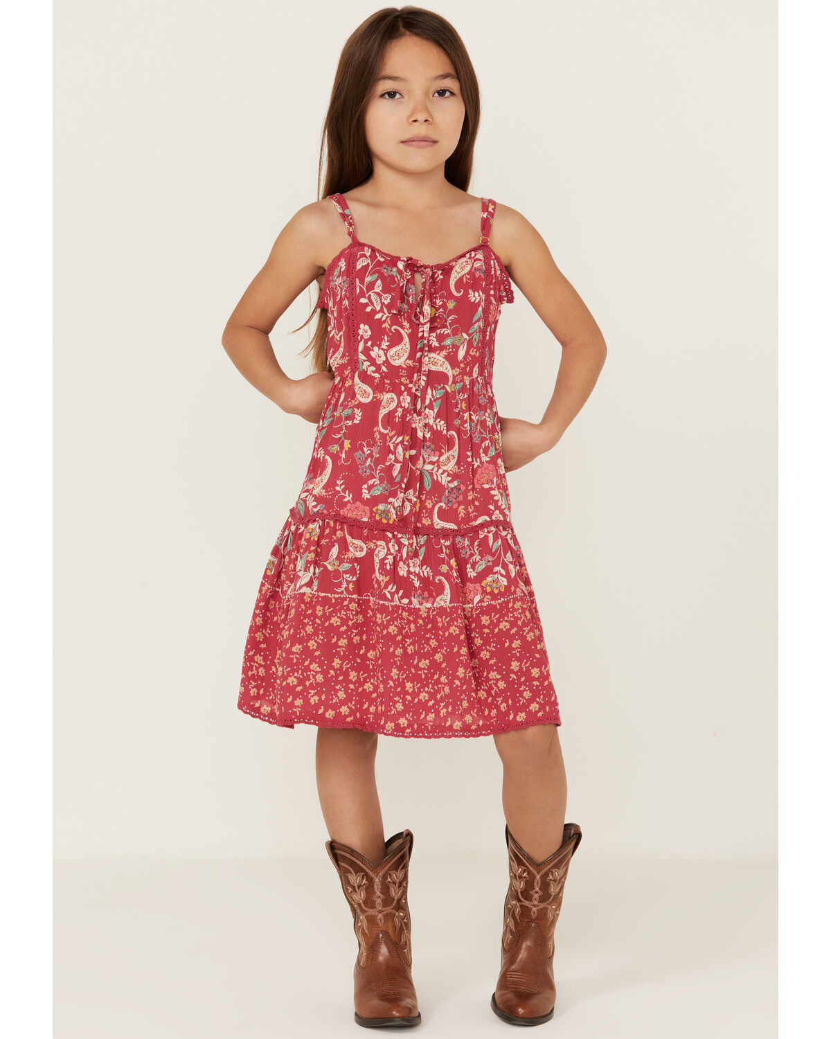Image #4 - Angie Girls' Paisley Print Spaghetti Strap Dress, , hi-res
