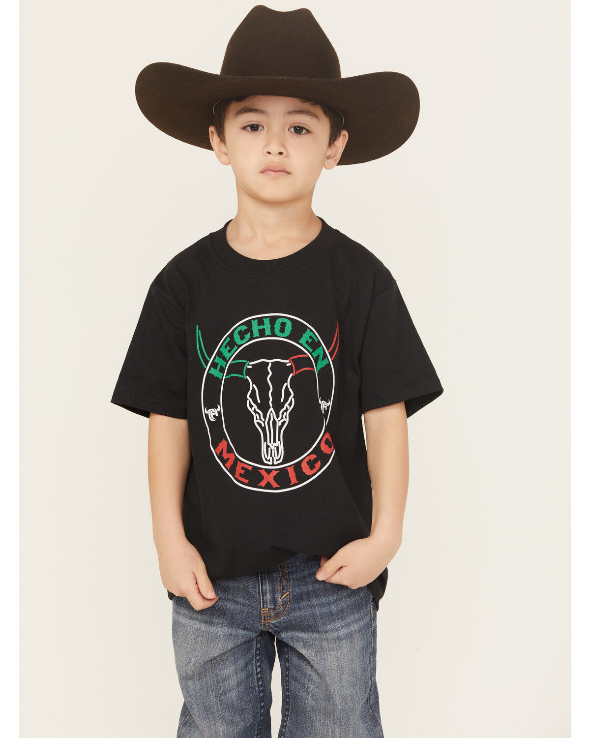 Image #1 - Cowboy Hardware Boys' Hecho En Mexico Short Sleeve Graphic T-Shirt, Black, hi-res
