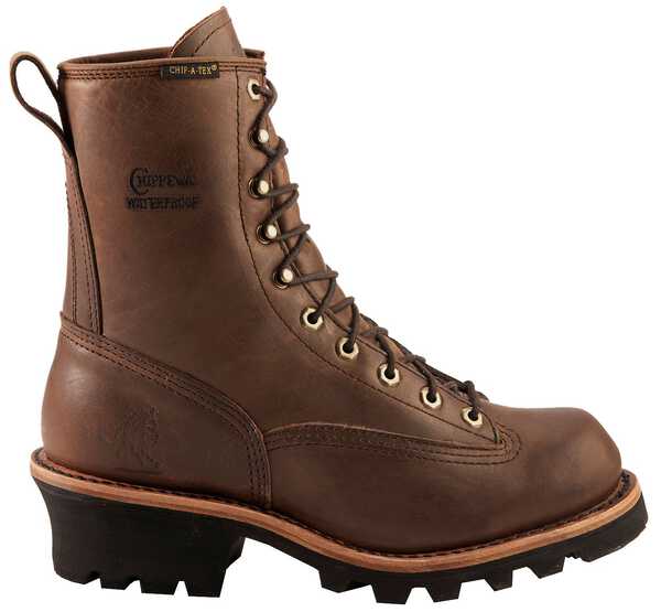Chippewa Lace-Up Waterproof 8" Logger Boots - Steel Toe, Bay Apache, hi-res
