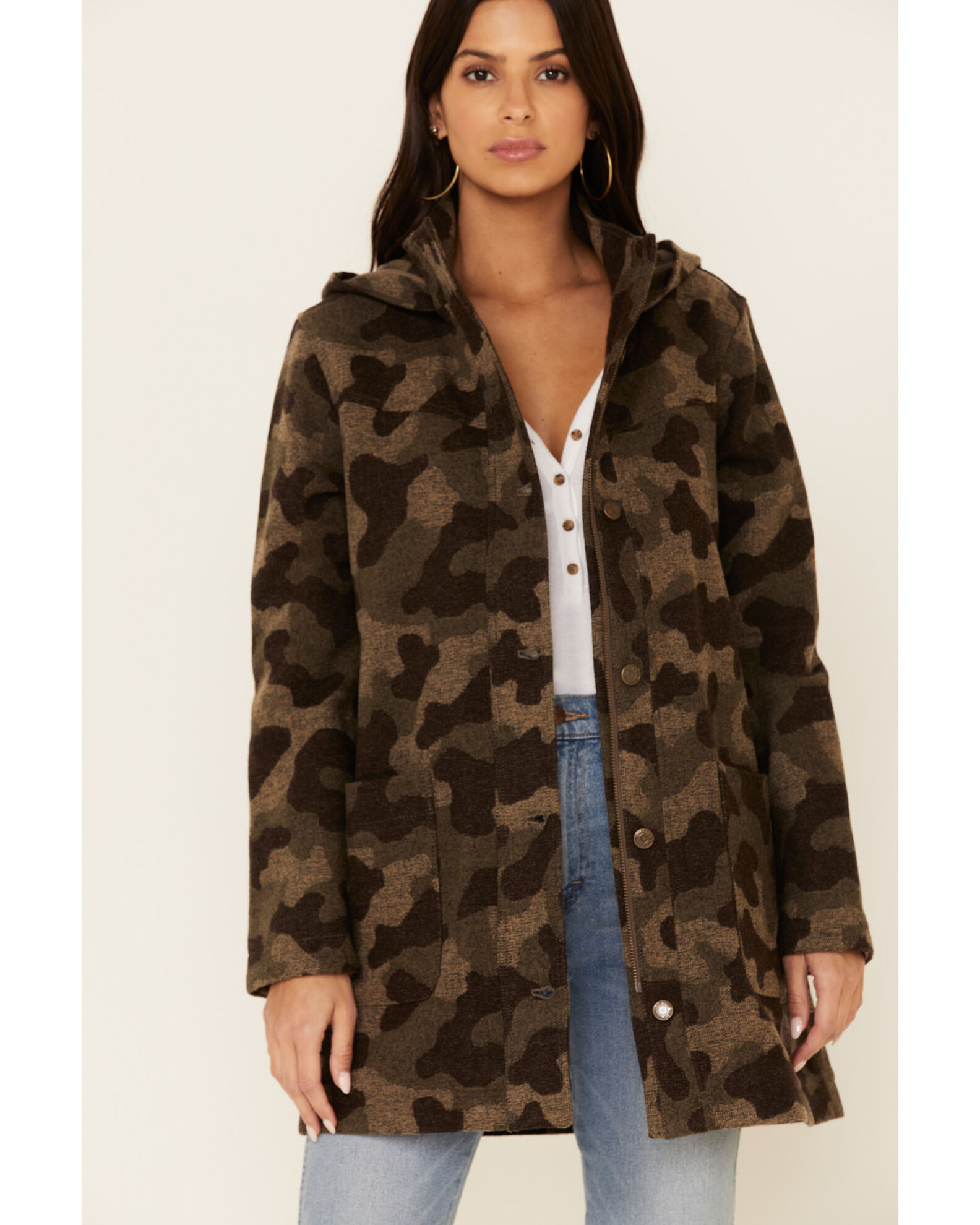 Pendleton Women s Multi Camo Wool Hooded Parka Jacket
