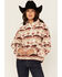Image #1 - Rock & Roll Denim Women's Southwestern Print Sherpa Pullover, Cream, hi-res