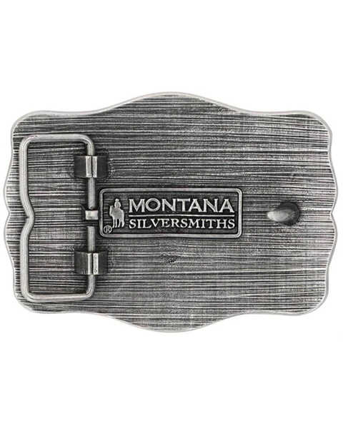 Montana Silversmiths Men's Roping Ready Longhorn Attitude Belt Buckle, Silver, hi-res