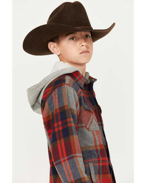 Image #2 - Ariat Boys' Hoffman Hooded Shirt Jacket, Red, hi-res