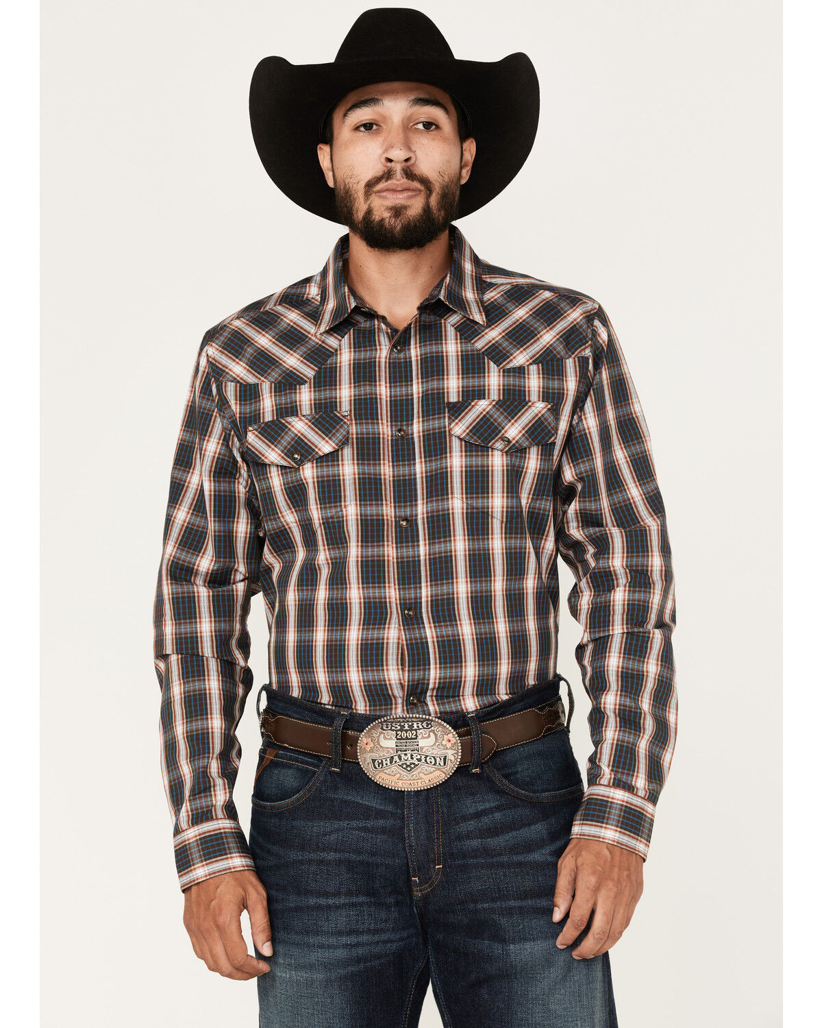 Image #1 - Gibson Men's Mineshaft Plaid Snap Western Shirt, Brown, hi-res