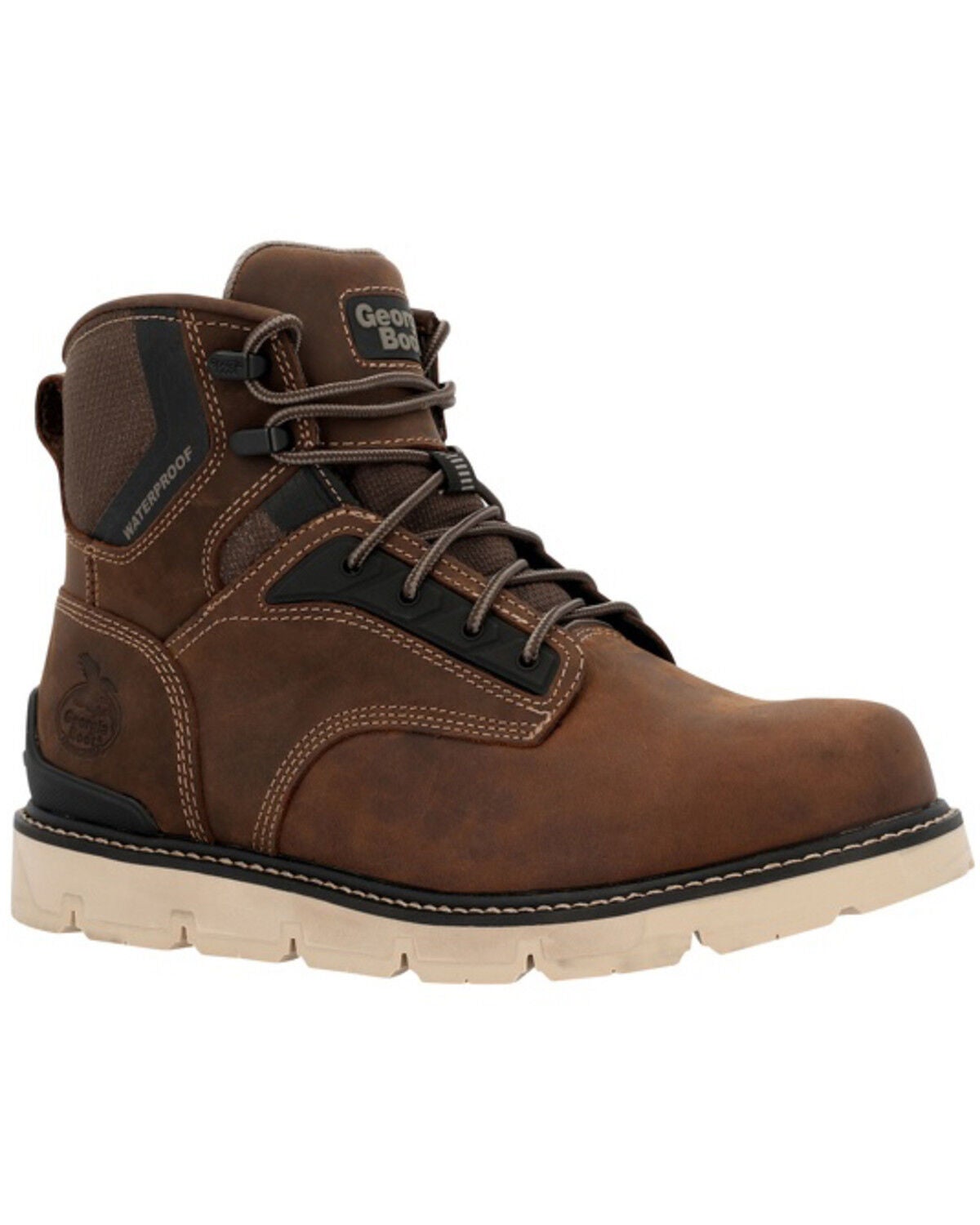 Georgia Men's 6" Carbon Flex Wedge Waterproof Work Boots - Carbon Toe, Brown, hi-res