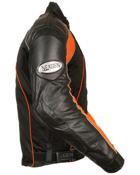 Image #2 - Milwaukee Leather Men's Combo Leather Textile Mesh Racer Jacket - 3X, Black/orange, hi-res