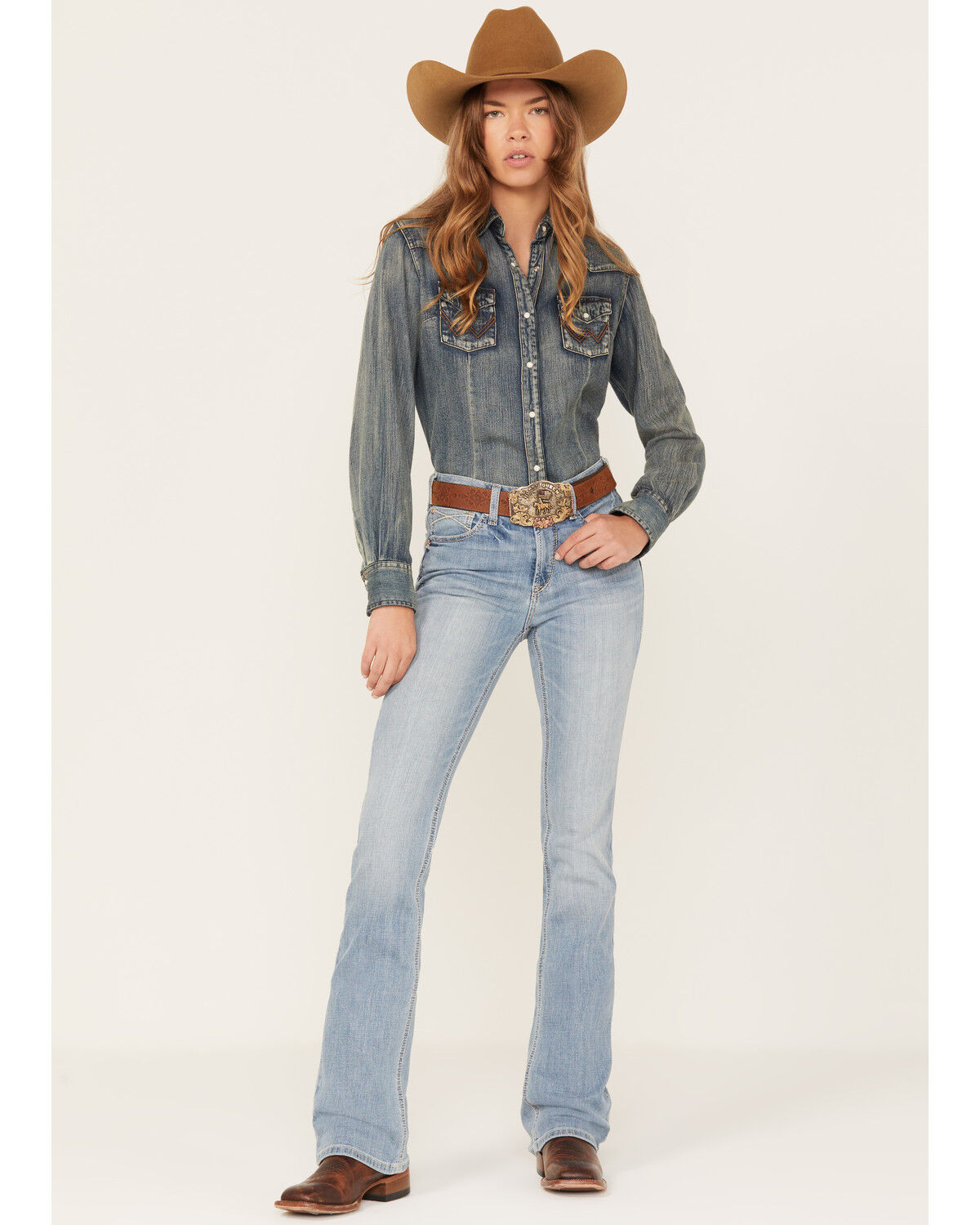 Image #1 - Ariat Women's Light Wash High Rise Felicity Stretch Bootcut Jeans, , hi-res