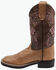 Image #3 - Old West Little Girls' Crackle Western Boots - Broad Square Toe, Tan, hi-res