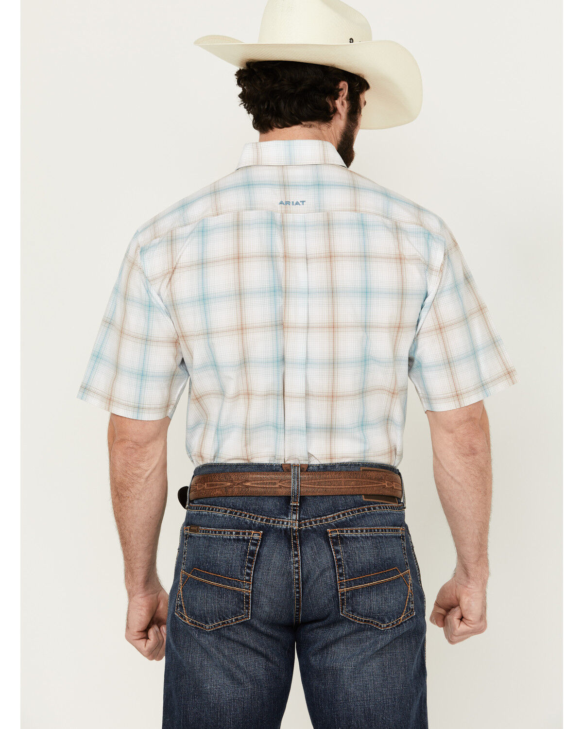 Image #4 - Ariat Men's Ellison Plaid Print Short Sleeve Button-Down Performance Western Shirt, , hi-res