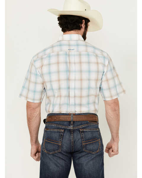 Image #4 - Ariat Men's Ellison Plaid Print Short Sleeve Button-Down Performance Western Shirt , White, hi-res