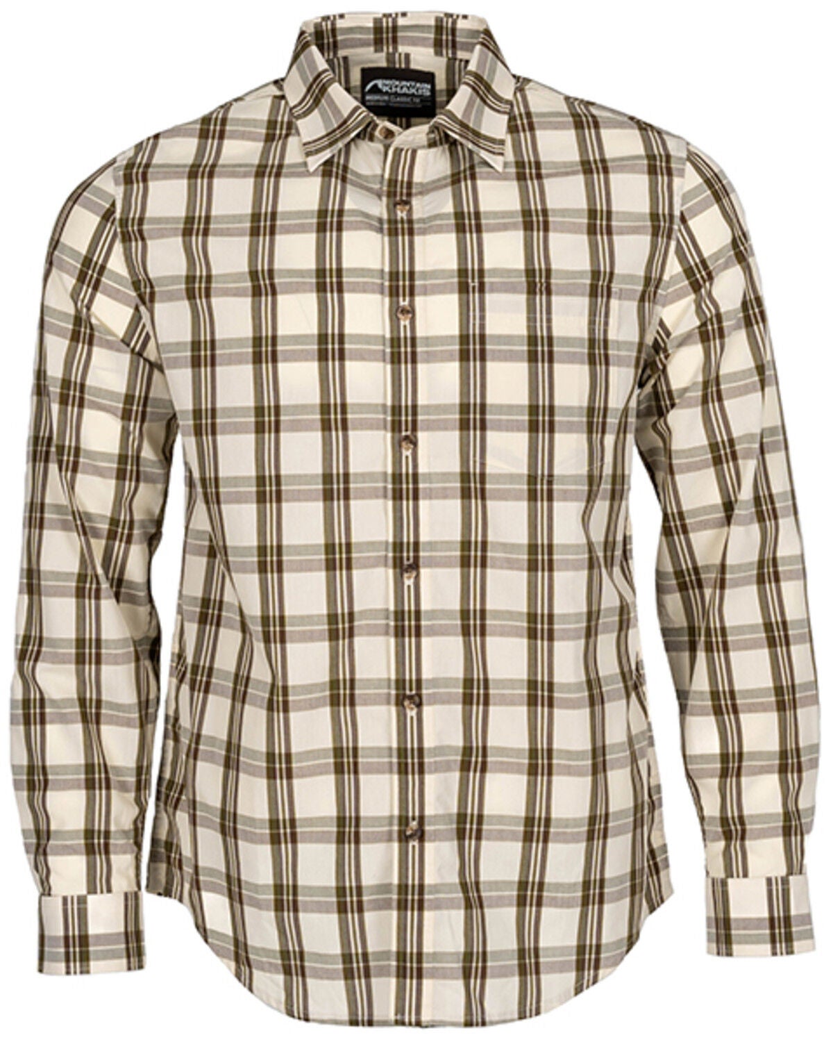 Image #1 - Mountain Khakis Men's Homestead Plaid Print Long Sleeve Button-Down Flannel Shirt, Brown, hi-res