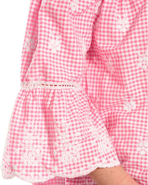 Image #2 - New Direction Sport Women's Embroidered Gingham Off-The-Shoulder Top, Pink, hi-res