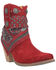 Image #1 - Dingo Women's Suede Bandida Western Booties - Round Toe, Red, hi-res