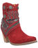 Image #1 - Dingo Women's Suede Bandida Western Booties - Medium Toe , Red, hi-res